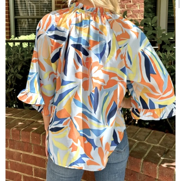 38 Boho Floral Print Wide Sleeve Blouse Top - Picture 8 of 8